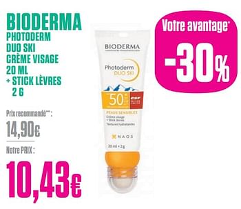 Promotions Bioderma photoderm duo ski crème visage + stick lèvres - BIODERMA - Valide de 29/01/2024 à 29/02/2024 chez Medi-Market