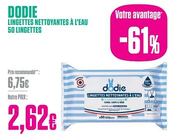 Promotions Dodie lingettes nettoyantes à l’eau 50 lingettes - Dodie - Valide de 29/01/2024 à 29/02/2024 chez Medi-Market
