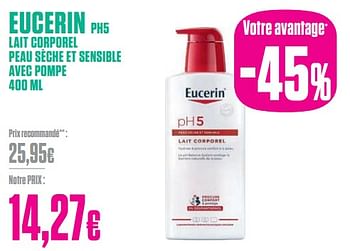 Promotions Eucerin ph5 lait corporel peau sèche et sensible avec pompe - Eucerin - Valide de 29/01/2024 à 29/02/2024 chez Medi-Market