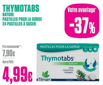 Promotions Thymotabs nature pastilles pour la gorge - Thymotabs - Valide de 29/01/2024 à 29/02/2024 chez Medi-Market
