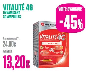 Promotions Vitalité 4g dynamisant 30 ampoules - Forte pharma - Valide de 29/01/2024 à 29/02/2024 chez Medi-Market