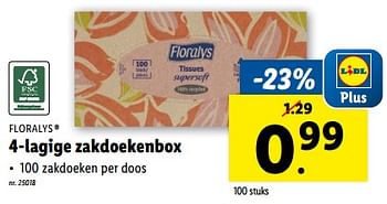 Promoties 4-lagige zakdoekenbox - Floralys - Geldig van 21/02/2024 tot 27/02/2024 bij Lidl