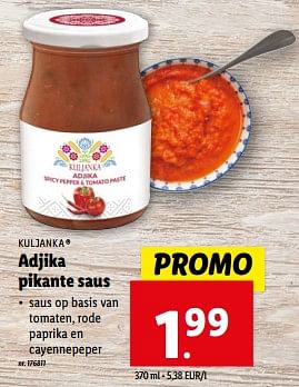 Promotions Adjika pikante saus - Kuljanka - Valide de 21/02/2024 à 27/02/2024 chez Lidl
