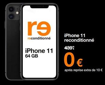 Promotions Apple iphone 11 reconditionné - Apple - Valide de 01/02/2024 à 19/02/2024 chez Orange