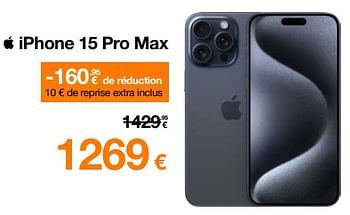 Promotions Apple iphone 15 pro max - Apple - Valide de 01/02/2024 à 19/02/2024 chez Orange