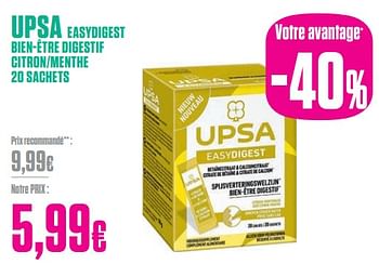 Promotions Upsa easydigest bien-être digestif citron-menthe - Upsa - Valide de 29/01/2024 à 29/02/2024 chez Medi-Market