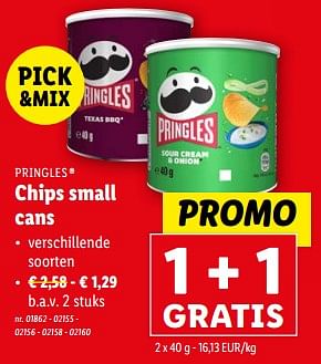 Promoties Chips small cans - Pringles - Geldig van 21/02/2024 tot 27/02/2024 bij Lidl