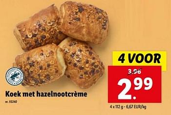Promoties Koek met hazelnootcrème - Huismerk - Lidl - Geldig van 21/02/2024 tot 27/02/2024 bij Lidl