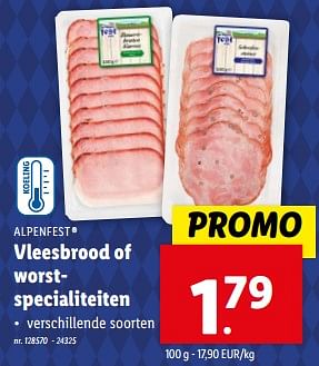 Promoties Vleesbrood of worstspecialiteiten - Alpen Fest - Geldig van 21/02/2024 tot 27/02/2024 bij Lidl
