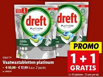 Promoties Vaatwastabletten platinum - Dreft - Geldig van 21/02/2024 tot 27/02/2024 bij Lidl