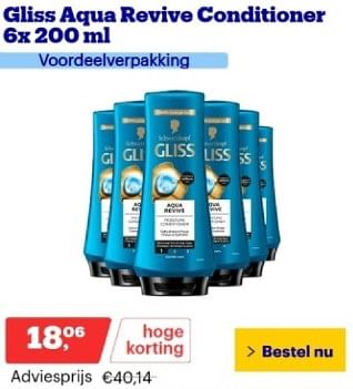 Promoties Gliss aqua revive conditioner - Schwarzkopf - Geldig van 12/02/2024 tot 18/02/2024 bij Bol.com