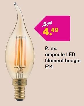 Promotions Ampoule led filament bougie e14 - Produit maison - Leen Bakker - Valide de 01/02/2024 à 25/02/2024 chez Leen Bakker