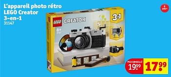 Promotions L’appareil photo rétro lego creator 3-en-1 31147 - Lego - Valide de 13/02/2024 à 26/02/2024 chez Kruidvat