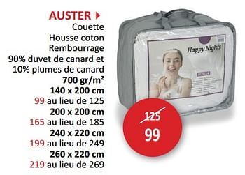 Promotions Auster couette - Produit maison - Weba - Valide de 09/02/2024 à 28/03/2024 chez Weba