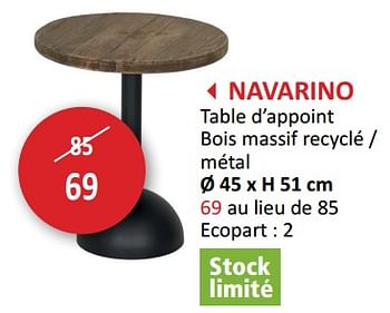 Promotions Navarino table d’appoint - Produit maison - Weba - Valide de 09/02/2024 à 28/03/2024 chez Weba