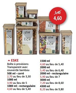 Promoties Eske boîte à provisions - 5Five - Geldig van 09/02/2024 tot 28/03/2024 bij Weba