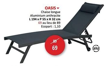 Promotions Oasis chaise longue - Produit maison - Weba - Valide de 09/02/2024 à 28/03/2024 chez Weba