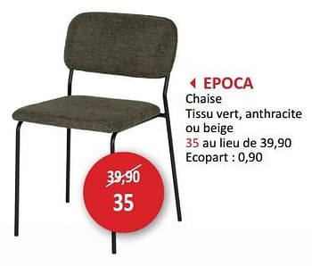 Promotions Epoca chaise - Produit maison - Weba - Valide de 09/02/2024 à 28/03/2024 chez Weba