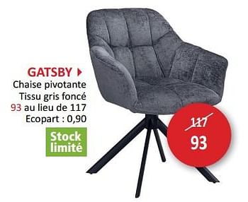 Promotions Gatsby chaise pivotante - Produit maison - Weba - Valide de 09/02/2024 à 28/03/2024 chez Weba