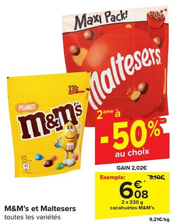 Promotions Cacahuètes m+m’s - M&M 's - Valide de 14/02/2024 à 20/02/2024 chez Carrefour