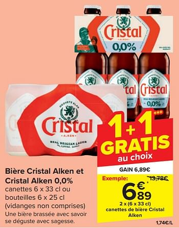 Promotions Canettes de bière cristal alken - Cristal - Valide de 14/02/2024 à 20/02/2024 chez Carrefour