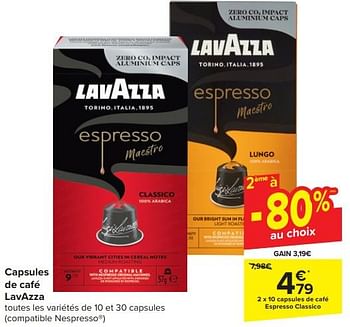 Promotions Capsules de café espresso classico - Lavazza - Valide de 14/02/2024 à 20/02/2024 chez Carrefour