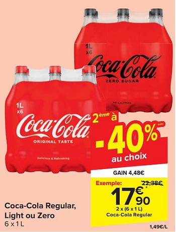 Promotions Coca-cola regular - Coca Cola - Valide de 14/02/2024 à 20/02/2024 chez Carrefour