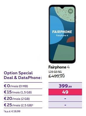 Promotions Fairphone 4 128 gb 5g - Fairphone - Valide de 01/02/2024 à 01/05/2024 chez Proximus