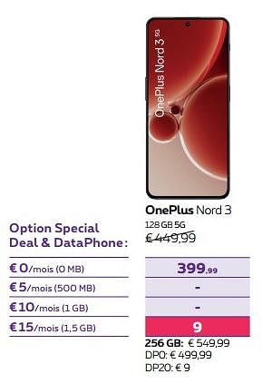 Promoties Oneplus nord 3 128 gb 5g - OnePlus - Geldig van 01/02/2024 tot 01/05/2024 bij Proximus