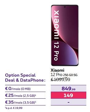 Promotions Xiaomi 12 pro 256 gb 5g - Xiaomi - Valide de 01/02/2024 à 01/05/2024 chez Proximus