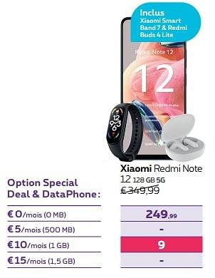 Promotions Xiaomi redmi note 12 128 gb 5g - Xiaomi - Valide de 01/02/2024 à 01/05/2024 chez Proximus