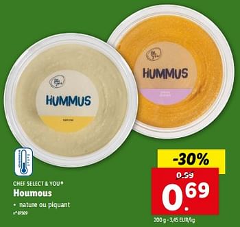 Promoties Houmous - Chef select & you - Geldig van 21/02/2024 tot 27/02/2024 bij Lidl