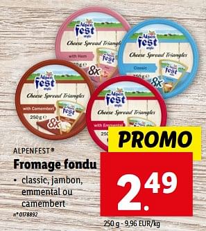 Promotions Fromage fondu - Alpen Fest - Valide de 21/02/2024 à 27/02/2024 chez Lidl