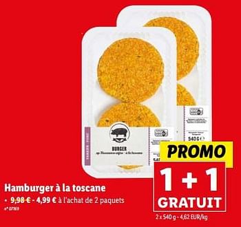 Promotions Hamburger à la toscane - Produit maison - Lidl - Valide de 21/02/2024 à 27/02/2024 chez Lidl