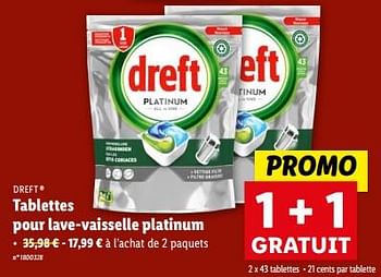 Promotions Tablettes pour lave-vaisselle platinum - Dreft - Valide de 21/02/2024 à 27/02/2024 chez Lidl