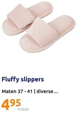 Promoties Fluffy slippers - Fluffy - Geldig van 14/02/2024 tot 20/02/2024 bij Action