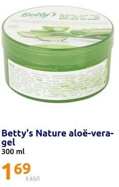 Promoties Betty`s nature aloë-vera-gel - Betty's - Geldig van 14/02/2024 tot 20/02/2024 bij Action
