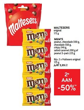 Promoties Maltesers + m+m’s 2e aan -50% - Huismerk - Alvo - Geldig van 14/02/2024 tot 27/02/2024 bij Alvo