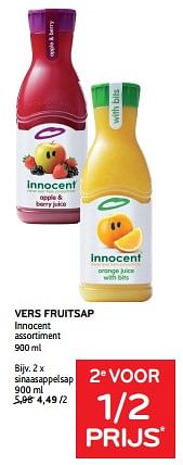 Promoties Vers fruitsap innocent 2e voor 1-2 prijs - Innocent - Geldig van 14/02/2024 tot 27/02/2024 bij Alvo