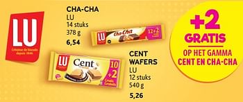Promoties Cha-cha lu + cent wafers lu +2 gratis - Lu - Geldig van 14/02/2024 tot 27/02/2024 bij Alvo