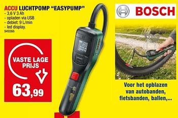 Promoties Bosch accu luchtpomp easypump - Bosch - Geldig van 14/02/2024 tot 25/02/2024 bij Hubo