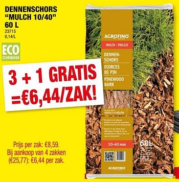 Promoties Dennenschors mulch 10-40 - Agrofino - Geldig van 14/02/2024 tot 25/02/2024 bij Hubo