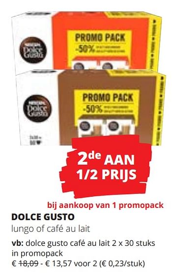 Promoties Café au lait - Dolce Gusto - Geldig van 15/02/2024 tot 28/02/2024 bij Spar (Colruytgroup)