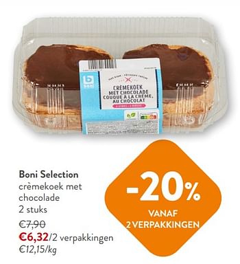 Promoties Boni selection crèmekoek met chocolade - Boni - Geldig van 14/02/2024 tot 27/02/2024 bij OKay