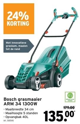 Promoties Bosch grasmaaier arm 34 - Bosch - Geldig van 14/02/2024 tot 27/02/2024 bij Gamma