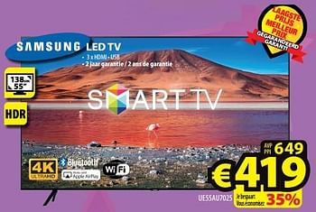 Promoties Samsung led tv ue55au7025 - Samsung - Geldig van 21/02/2024 tot 28/02/2024 bij ElectroStock