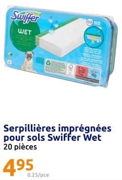 Promotions Serpillieres imprégnées pour sols swiffer wet - Swiffer - Valide de 14/02/2024 à 20/02/2024 chez Action