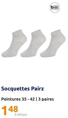 Promotions Socquettes pairz - Pairz - Valide de 14/02/2024 à 20/02/2024 chez Action