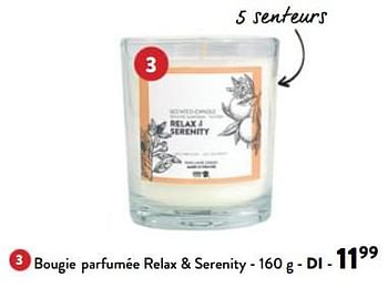 Promotions Bougie parfumée relax + serenity - Produit maison - DI - Valide de 14/02/2024 à 27/02/2024 chez DI