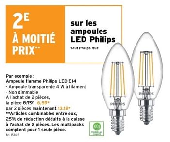 Promotions Ampoule flamme philips led e14 - Philips - Valide de 14/02/2024 à 27/02/2024 chez Gamma